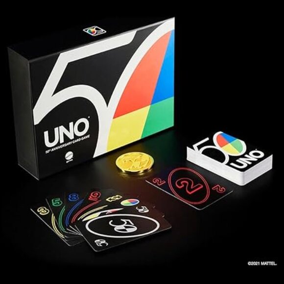 NEW UNO Premium 50th Anniversary Edition Card Game with Collectible Coin Game - Picture 6 of 13